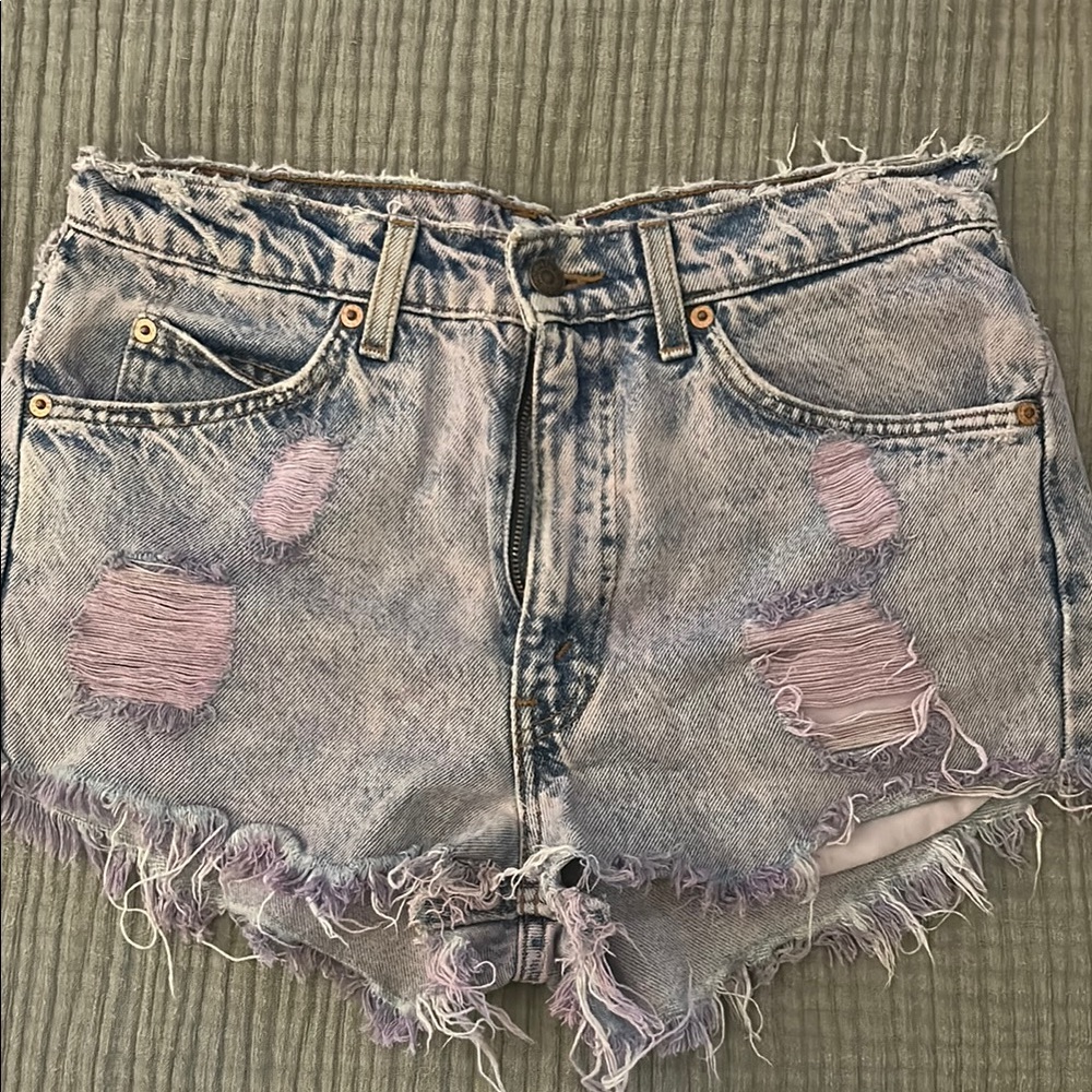 Vintage Levi Denim Shorts with purple acid wash